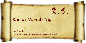 Kassa Varsány névjegykártya